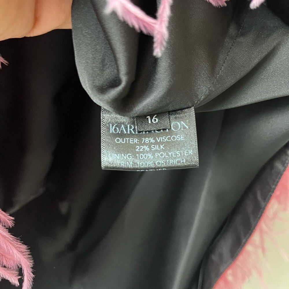 Satin Halter Feather Hem Mini Dress - Black & Rose Pink - Picture 9 of 11